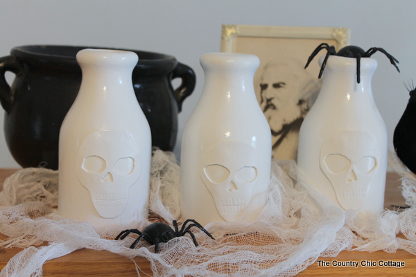 Pottery Barn-Inspired Skull Vases