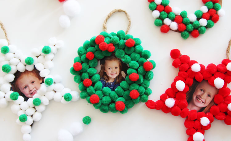 Pom Pom Christmas Photo Ornaments