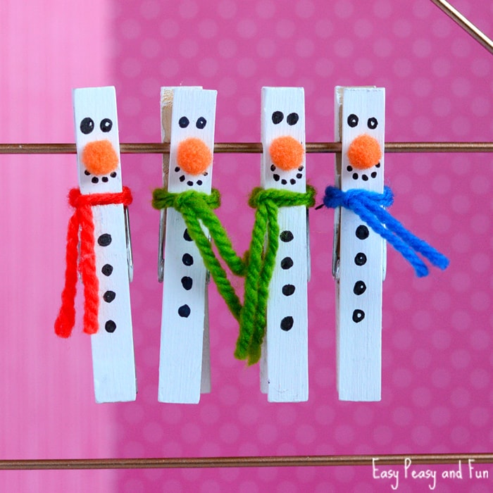 clothespin snowman