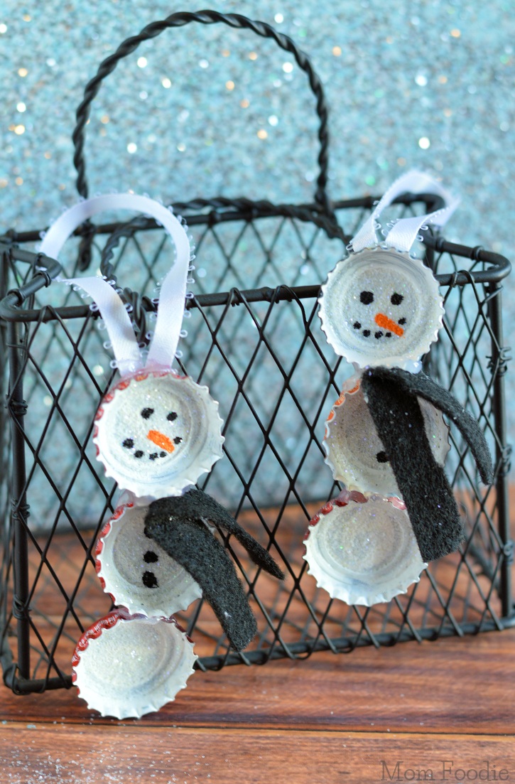 Bottle Cap Snowman Ornaments