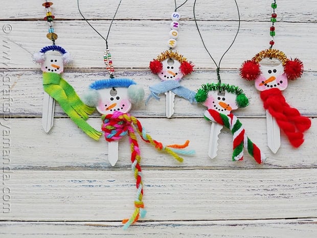 Recycled Key Snowman Ornaments