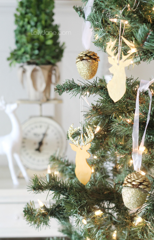 Glitter acorn Christmas ornaments