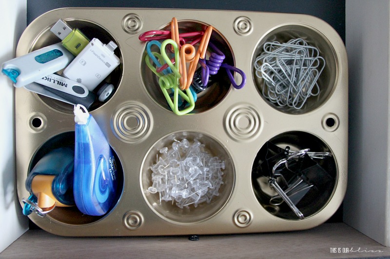 Old Muffin Tin As a Drawer Organizer