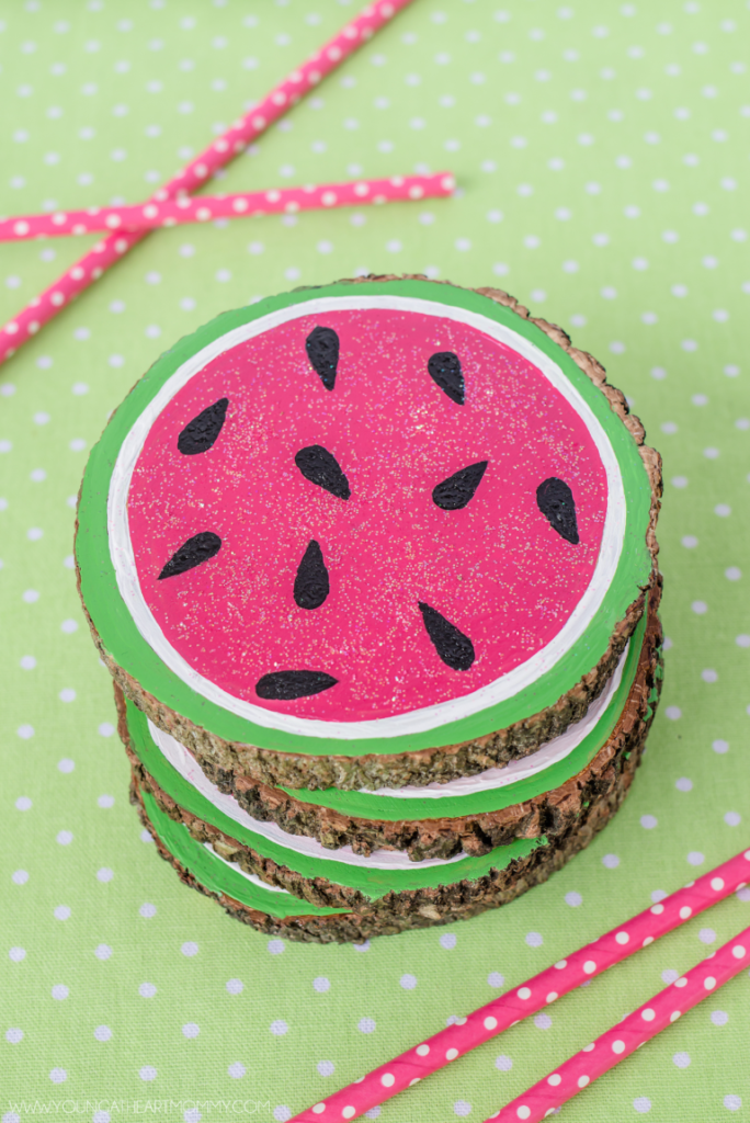 Wooden Watermelon Coasters